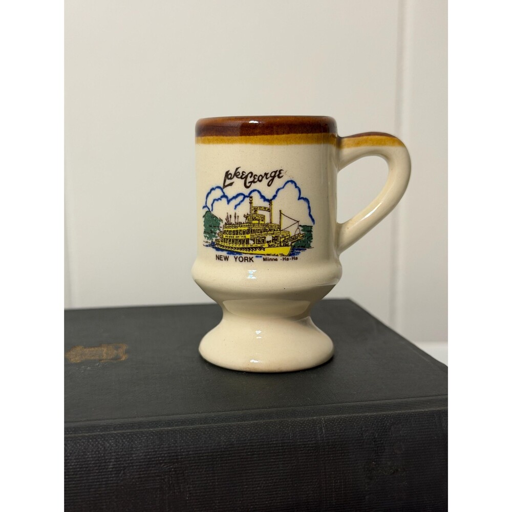 Vintage Miniature Lake George NY Minne-Ha-Ha Steamboat Souvenir Mug / Toothpick